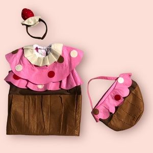 Pottery Barn Kids cupcake costume with treat bag 2T-3T